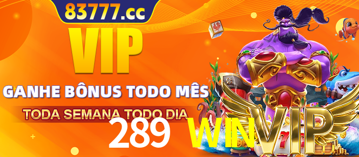 Banner promocional do 289 WIN oferecendo 100% de recompensas adicionais contínuas para quem fizer o login diário (Daily sign-in), com um mascote de coelho.
