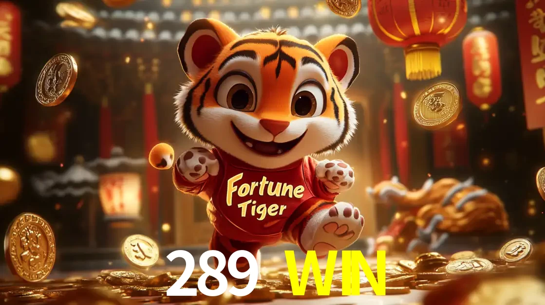 O alegre personagem do Fortune Tiger correndo sobre um caminho de moedas de ouro, simbolizando os grandes prêmios e a diversão do popular jogo de slot do 289 WIN.